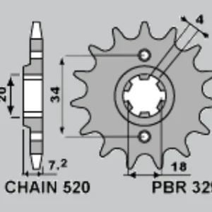 Sleva PBR řetězové kolo přední 329 14 18NC AJP PR3 200 ENDURO '09-'15, HONDA CA 125 REBEL '95-'01, MBX 125F '84-'85, MTX 125R '83-'94, NS 125F '85-'90, NSR 125F '89-'92, MTX 200RW '83-'86 (JTF25914) (řetěz 520) (MADE IN ITALY)